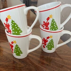 Festive Mickey Mouse and Christmas Tree Mugs-Set of 4 or set of 2 mugs for $25.